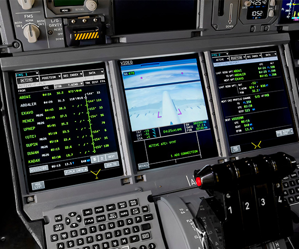 Gore’s fiber optic cables in a commercial aircraft cockpit.